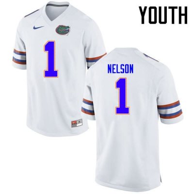 Youth Florida Gators #1 Reggie Nelson NCAA Nike White Authentic Stitched College Football Jersey ECW6762WN